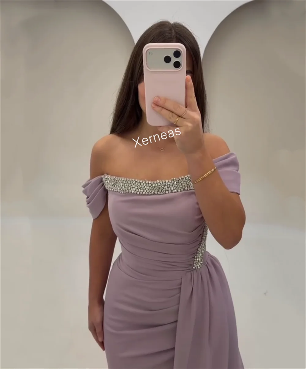 Длинные платья из джерси со стразами по индивидуальному заказу, длинные платья с открытыми плечами, элегантная вечеринка, свадьба, официальный вечер