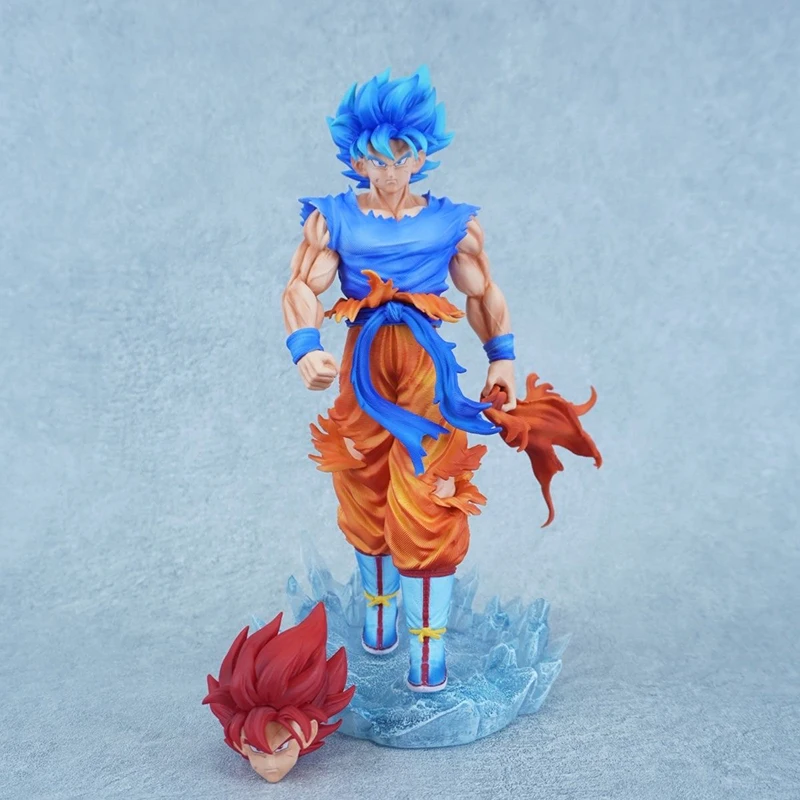 Figurka Anime Dragon Ball Kirin Ultra - Niebieski Goku 32 cm, Figurka Akcji z Dwoma Głowami, Świecąca Statuetka Kolekcjonerska, Model, Ozdoba, Zabawka