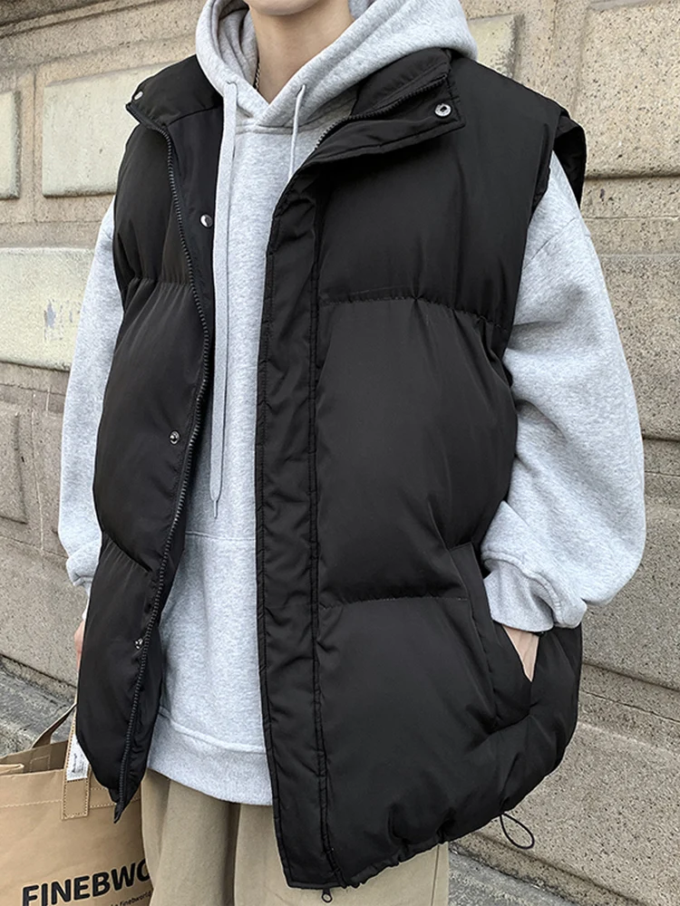 

Men's down Cotton Jaet Vest Thi Warm Autumn Winter Faion Large Size Casual Sle Zipper Closure Color Youth Trend