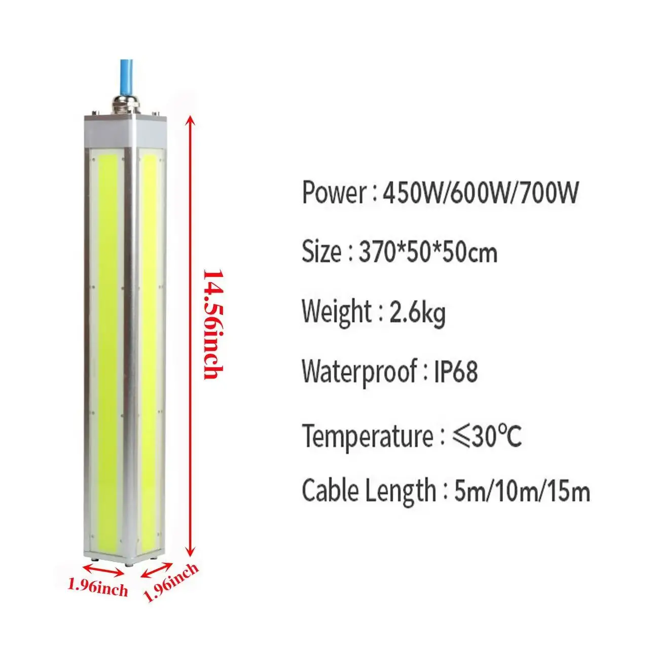 Super Bright Fish Gathering Light 12V450W600W700W Squid Underwater Fish Luring Light IP68 Waterproof LED Sea Fishing Light