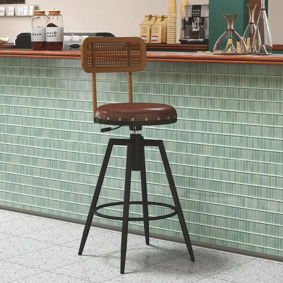 

Барные стулья со спинкой, регулируемые барные стулья высотой 42 дюйма, мягкие стулья в деревенском стиле для кухни Islan