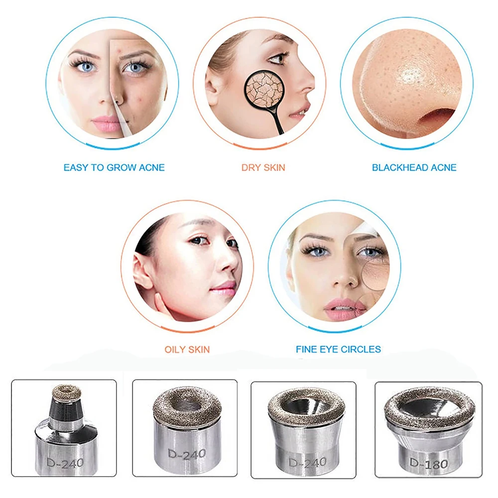 สแตนเลสสตีลเพชร Derbrasion เปลี่ยนเคล็ดลับและ Wand สำหรับผิว Microdermabrasion Peeling Blackhead Remover Facial Machine