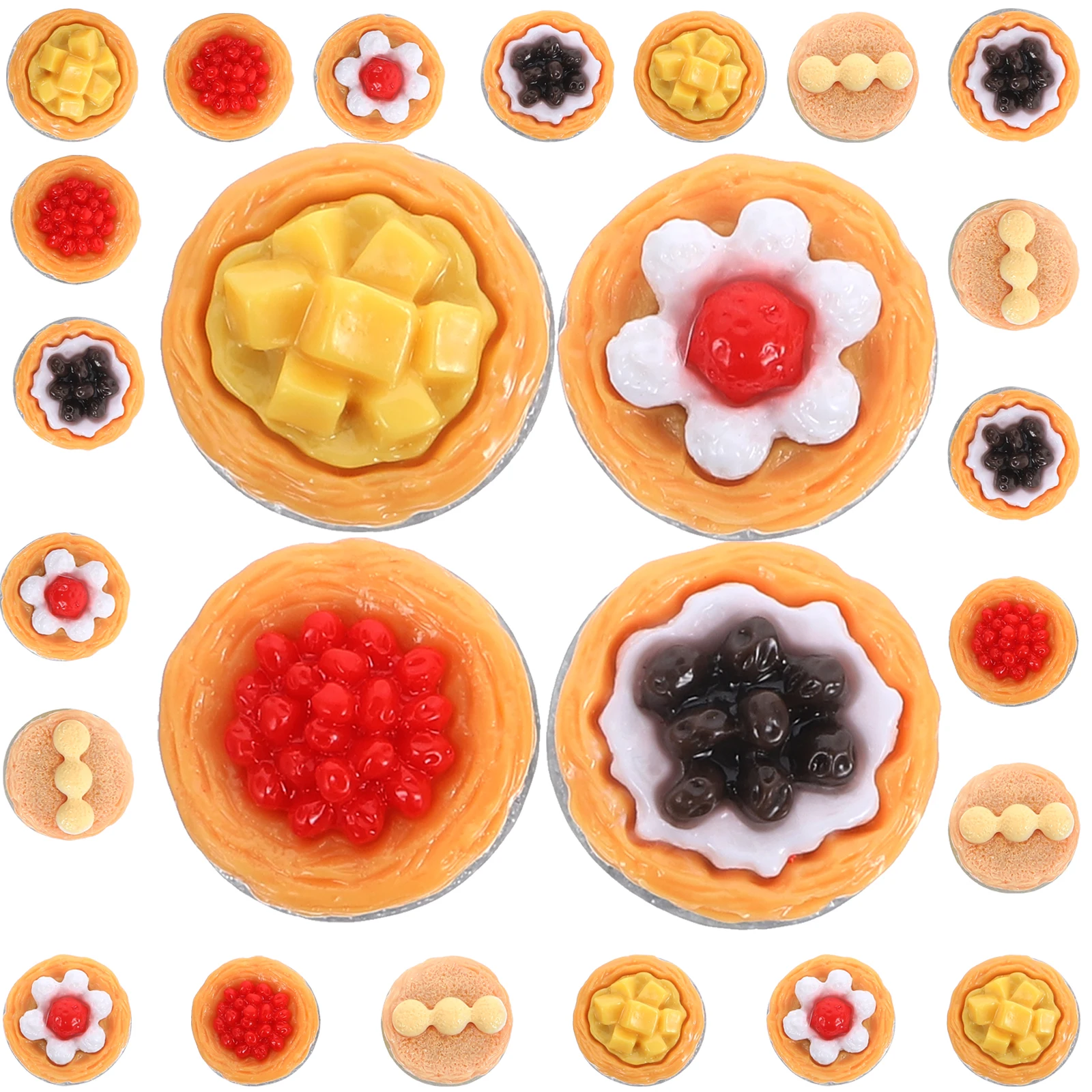 

20 pcs Egg Tart Resin Models Fake Realistic Food Decoration Simulated Bakery Props Lifelike Kitchen Display Decorative Home