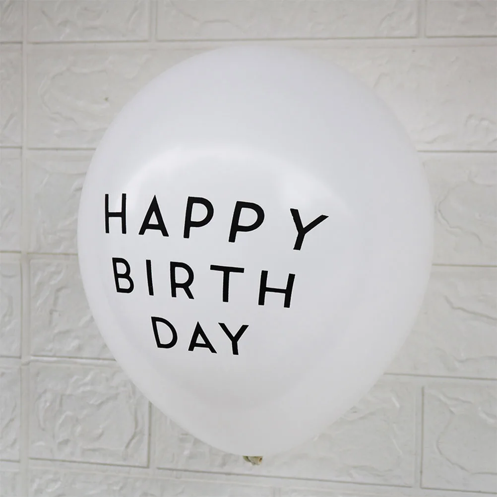 

100pcs 12 Inch Balloons Letter Printing Balloons Fashion Latex Balloons for Birthday Party Home Gathering (White Balloons Black