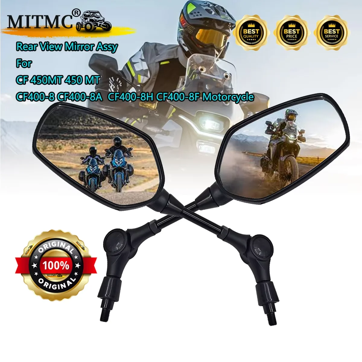 

2Pcs Rear View Mirror Assy For CF 450MT 450 MT CF400-8 CF400-8A CF400-8H CF400-8F Motorcycle 6AQV-200300-6000 6AQV-200400-6