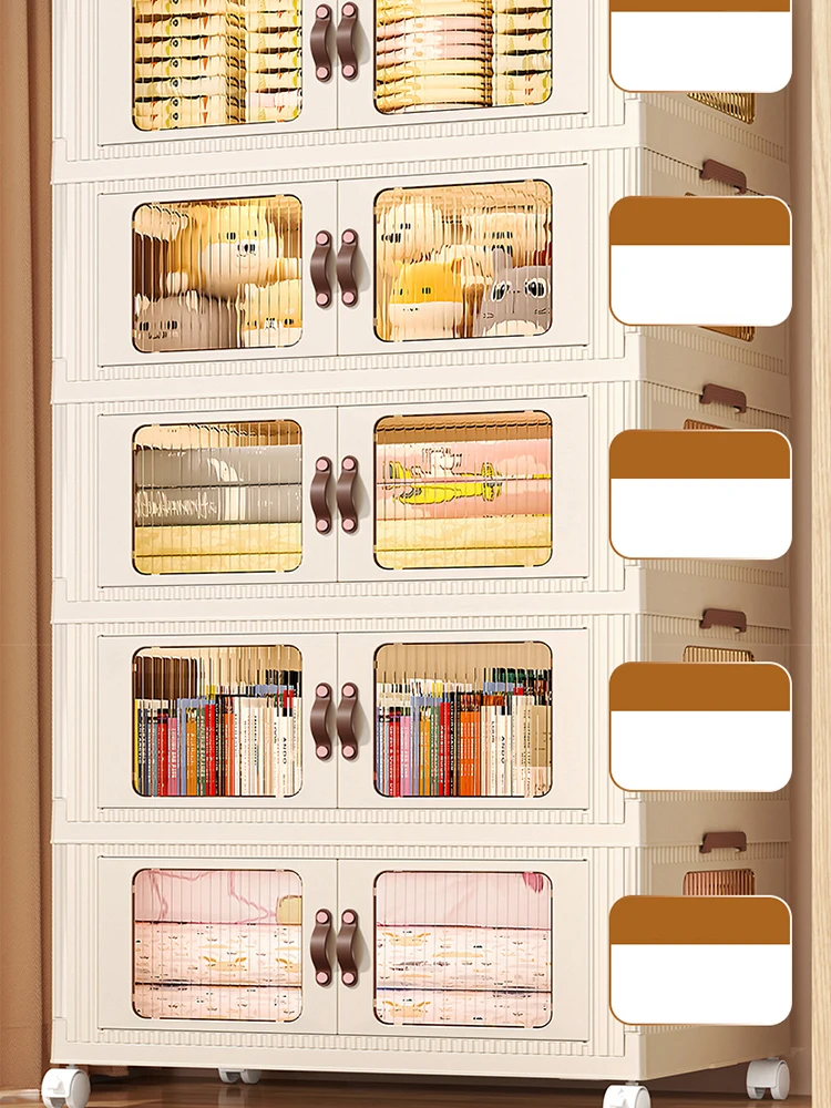 

Double Open Door Folding Wardrobe Baby Clothes Storage Cabinet Simple Container Box Organizing Bins Children'S Home Locker