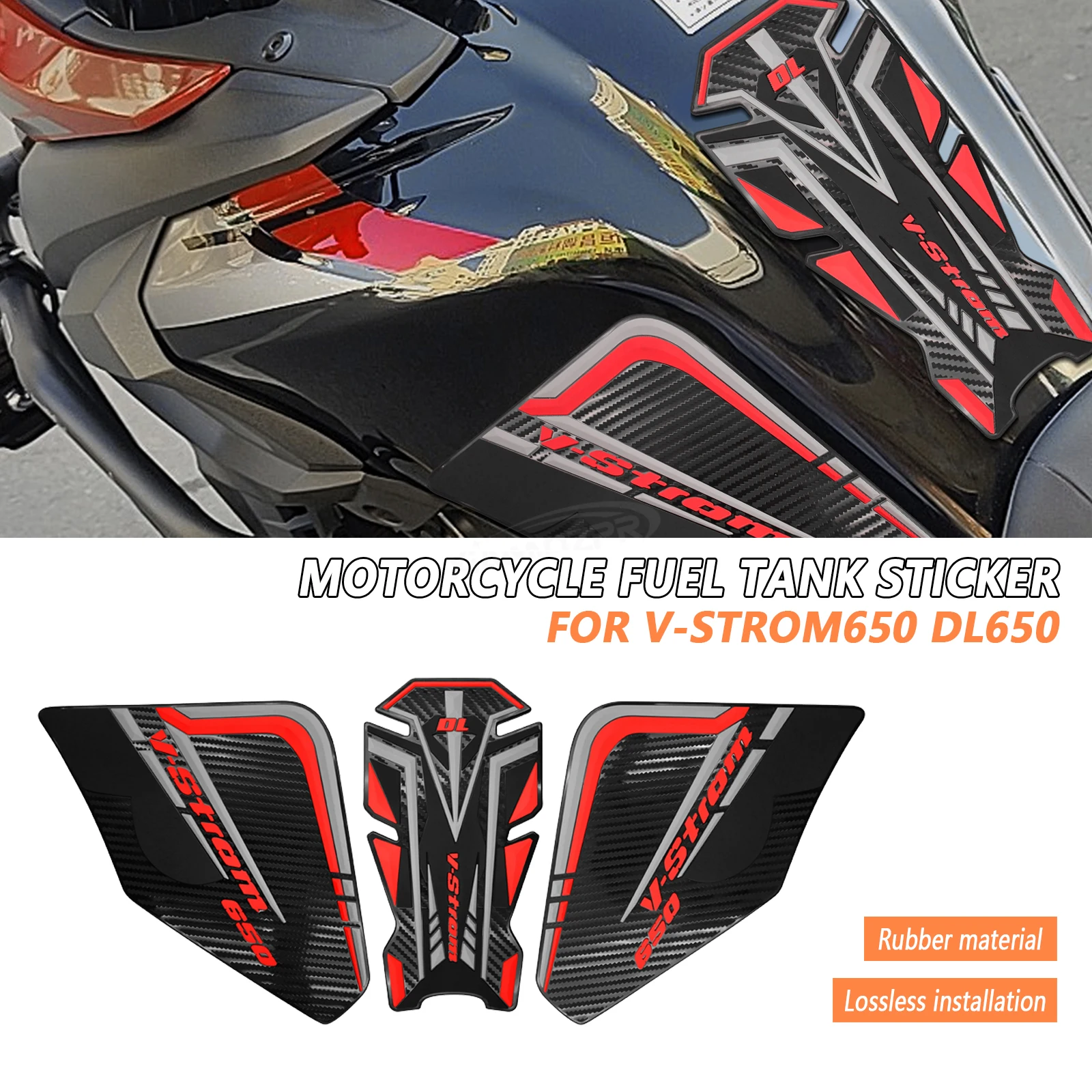 

For Vstrom DL650 V-strom 650 XT 650XT DL 650 Motorcycle Stickers Rubber Oil Tank Pad Protector Side Non-Slip Protection Decals
