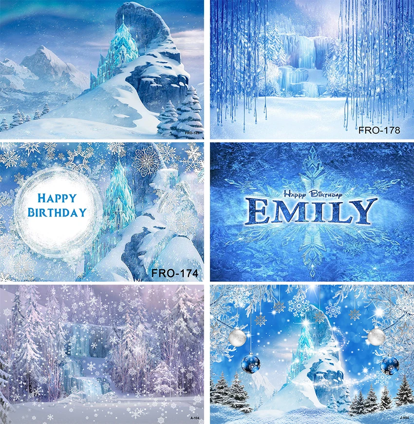 Winter Frozen Castle Backdrop Snow Wonderland Landscape Portrait Photo Background Decor Merry Christmas Photography Studio Props