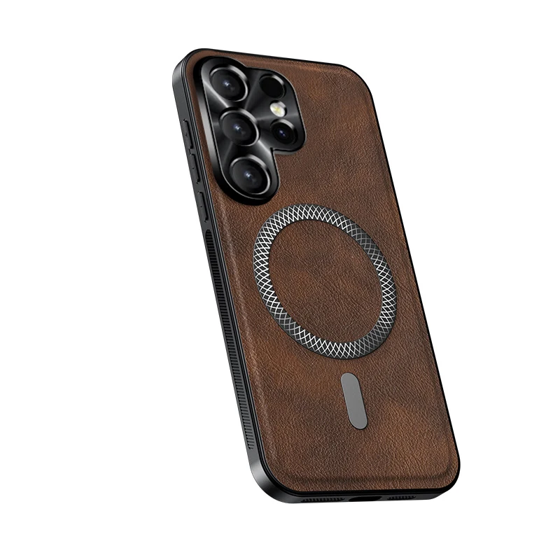 

For Samsung Galaxy S26 Ultra S26 Plus Case Luxury Retro Leather Soft Cases Solid Pattern Mobile Phone Cover