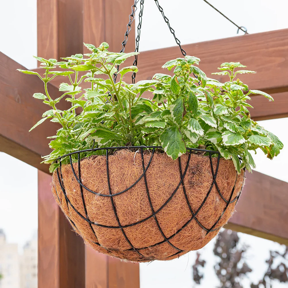 

5Pcs Hemispherical Coconut Palm Pot Mat Liner Natural Breathable Hanging Basket Cushion for Flowerpot Planting Balcony Corridor