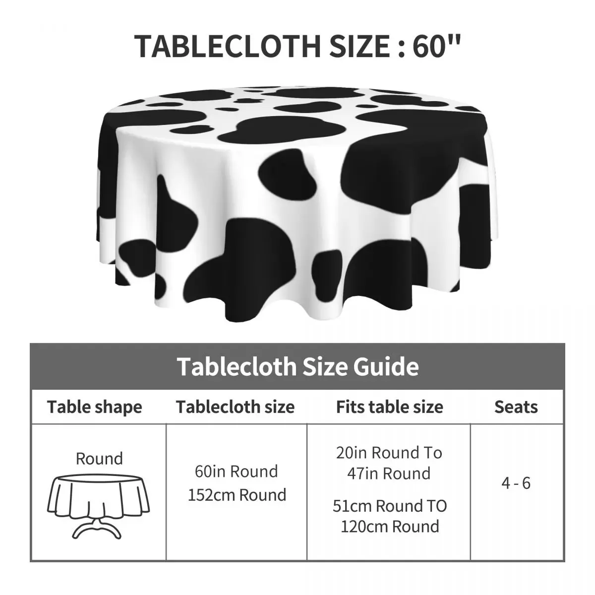 Black And White Cow Tablecloth Cow Spots Fashion Table Cloth For Living Room Dining Table Cover Cheap Design Table Decoration