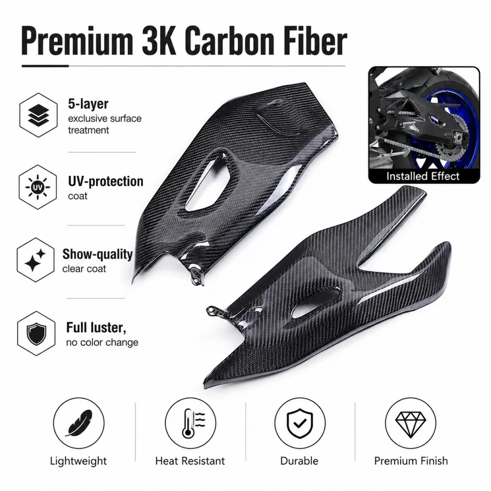 For Yamaha R1 R1M 2015- 2024 MT10 FZ10 2017-2024 Carbon Fiber Motorcycle Swingarm Chain Protector Swing Arm Cover Accessories