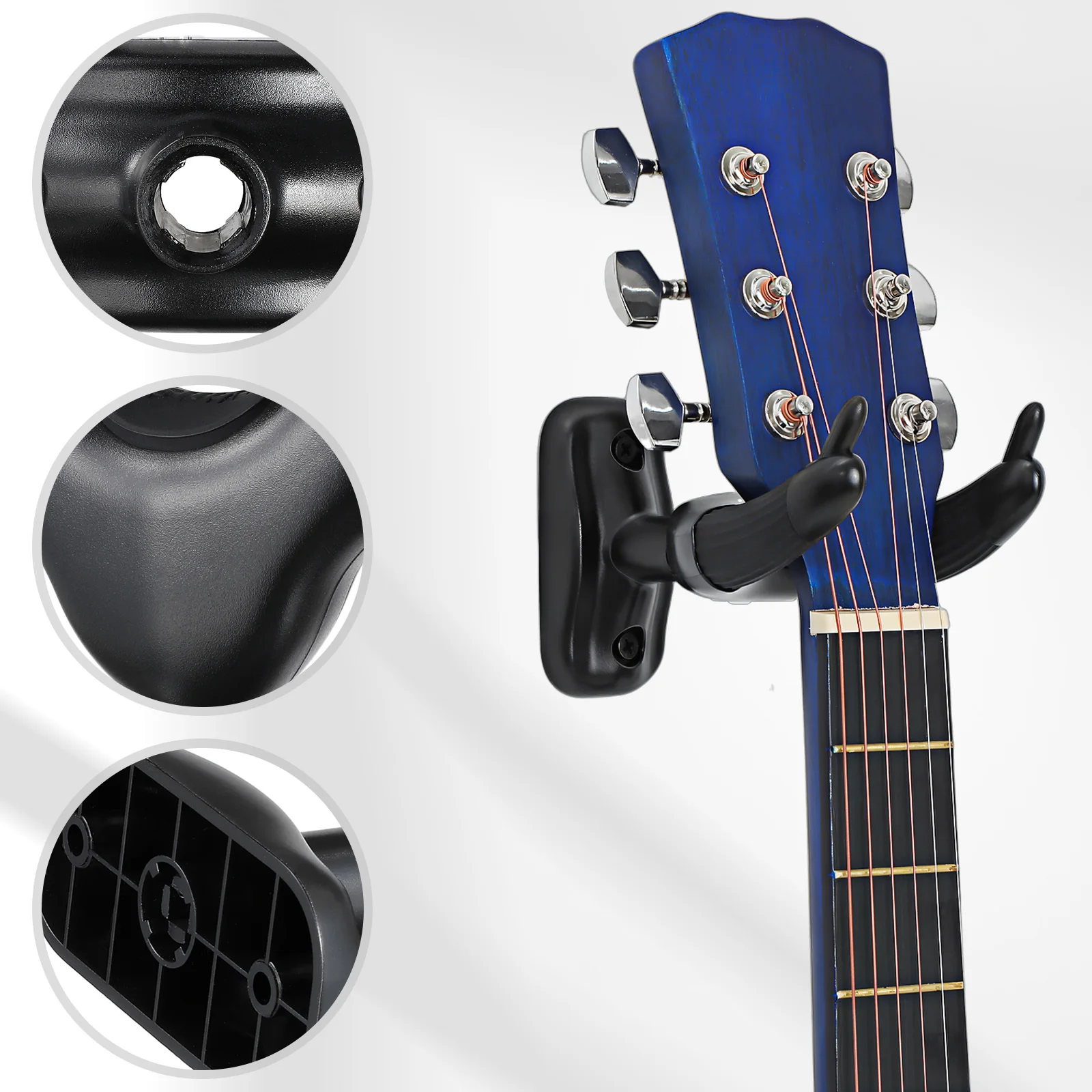 

Guitar Wall Mount Durable PP Silicone Safe Rounded Edges Pre-Drilled Easy Install Guitar Stand Wall Hanger Holder