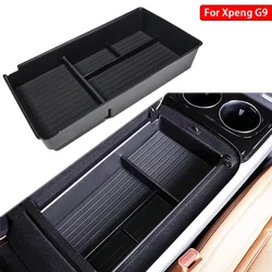 For Xpeng G9 Car Armrest Storage Box Center Console Organizer Container Coin Tray Glasses Storage Box ABS Rubber Pad Accessories