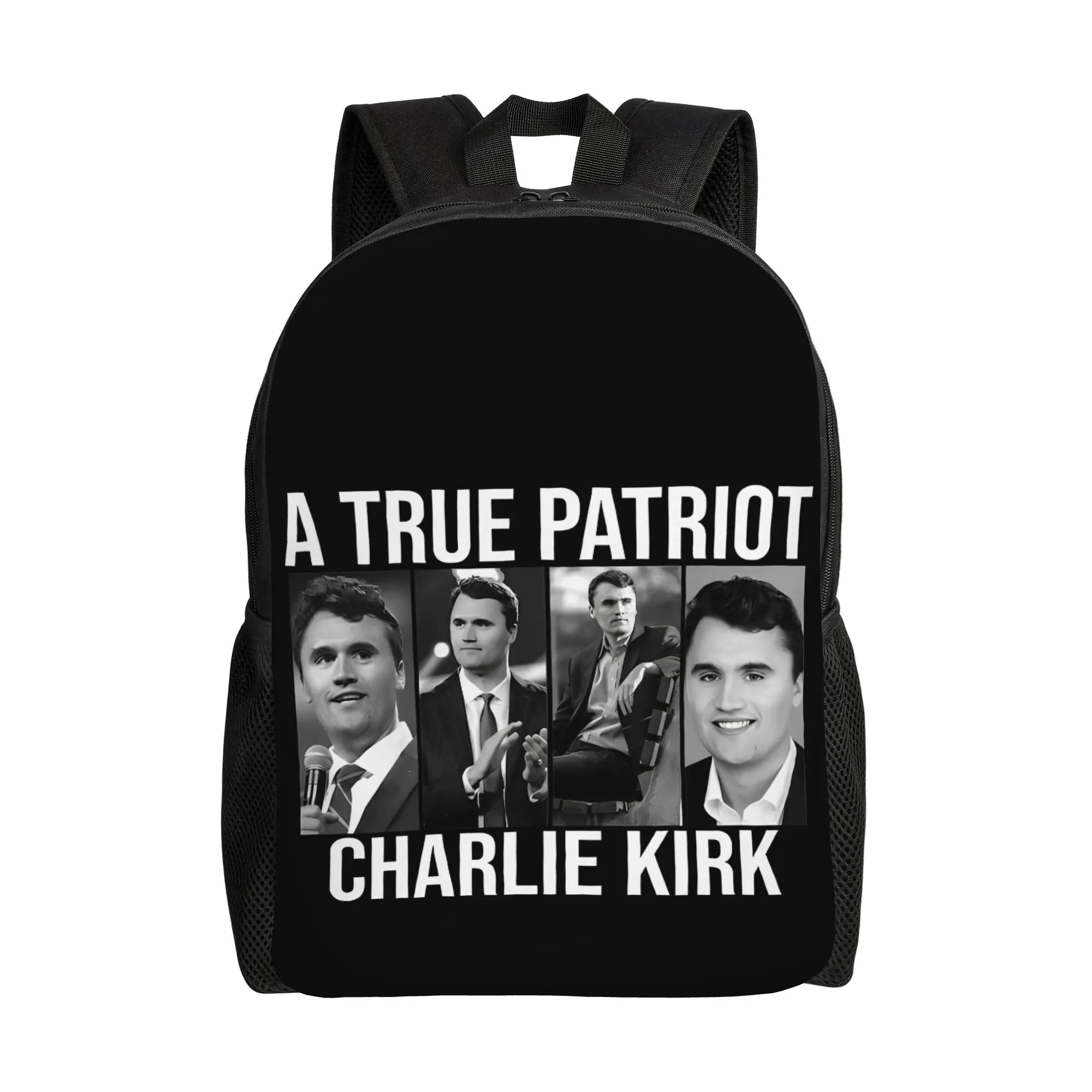 

Рюкзак A True Patriot Pray for Charlie Kirk для мужчин и женщин, повседневный, студенческий, рабочий, городской, холщовый, спортивный, с символикой MAGA