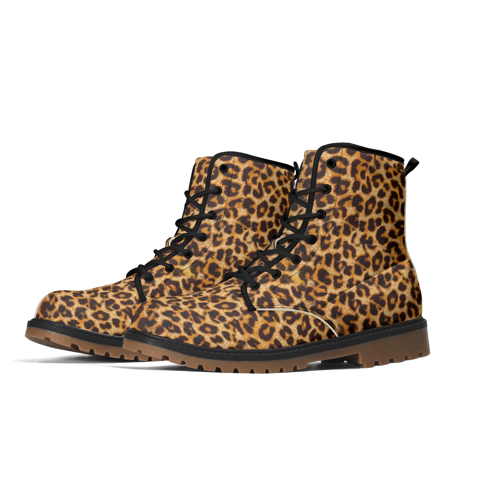 

Customizable leopard print high top boots, men's and women's street casual fashion mid-calf boots winter boots