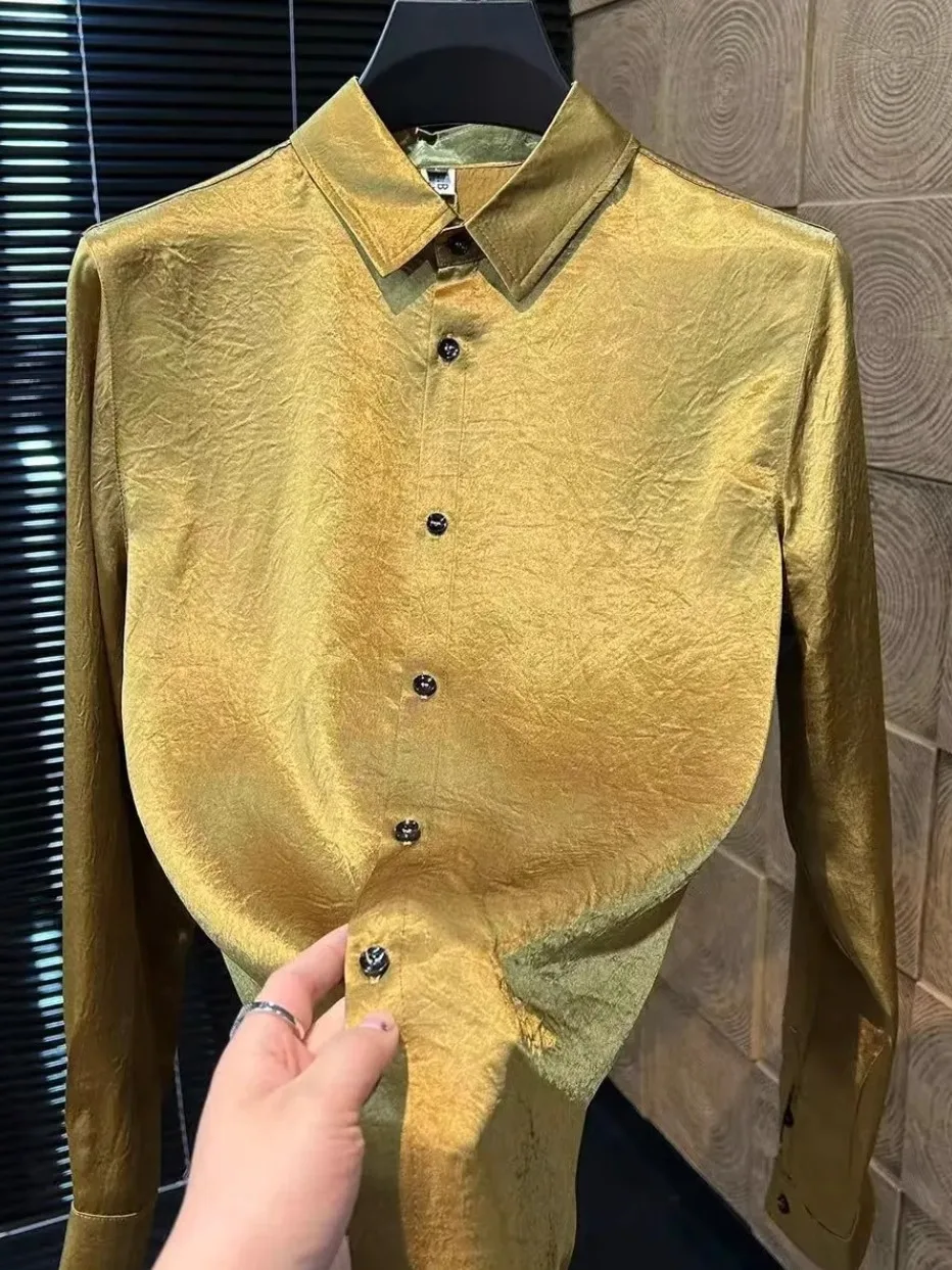 

High Quality Fashionable Men's Casual Shirt Spring Summer New Arrival Acetate Trendy Versatile Leisure Business European Styl...