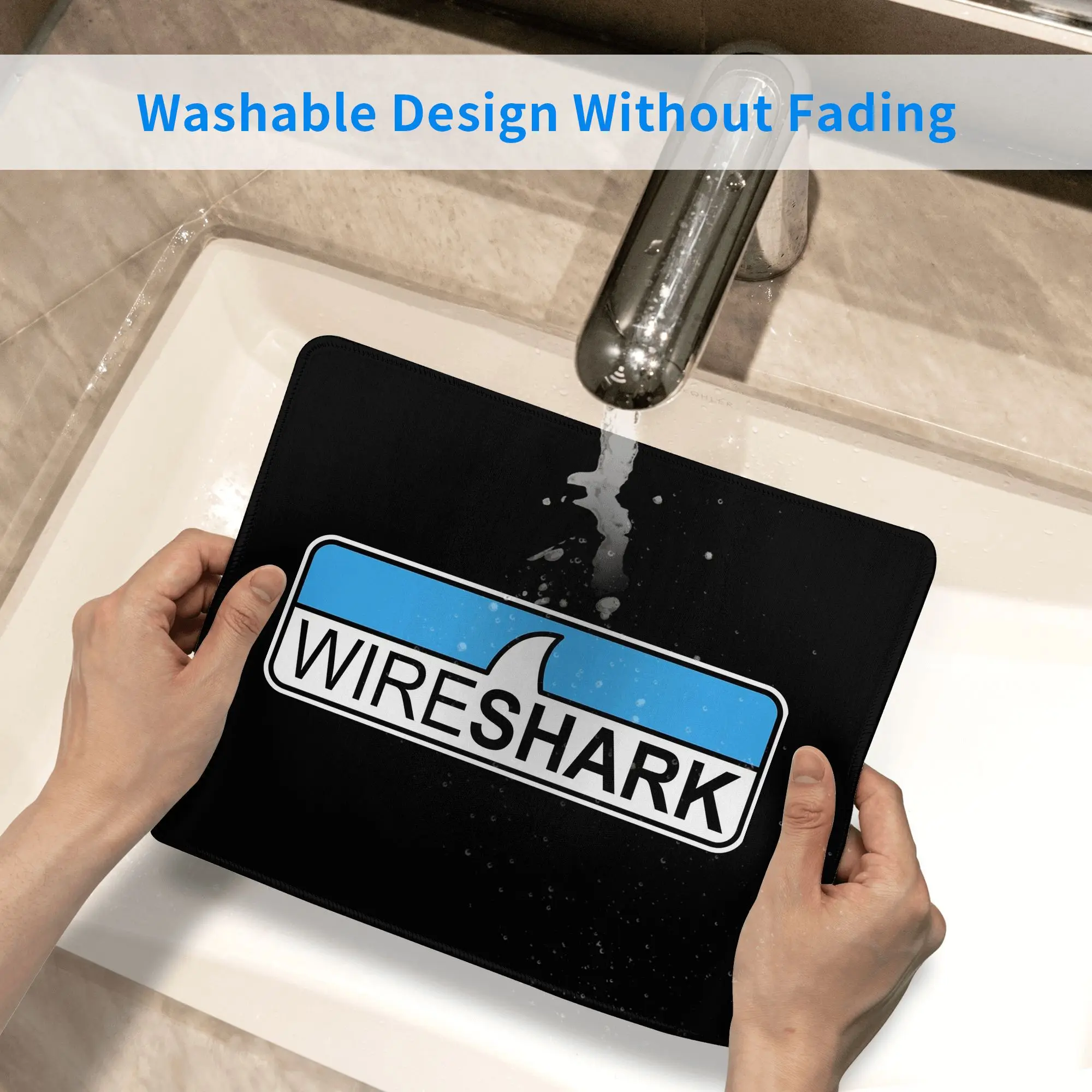 Wireshark Hi-Res Logo لوحة ماوس أفقية لوحة مفاتيح الكمبيوتر ماوس حصيرة ألعاب الكمبيوتر المحمول حصيرة مكتبية ملحقات المكتب مفارش الطاولة