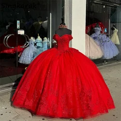 Princess Red Ball Gown Quinceanera Dresses 2024 With Bow Lace Appliques Beads Sweet 16 Dress Vestidos De 15 Anos  Customized