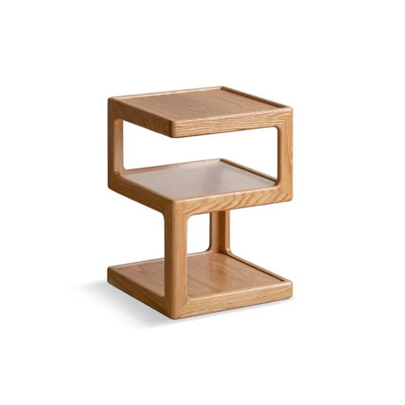 

Solid wood living room, modern simple sofa corner, oak storage square, log wind bedside table