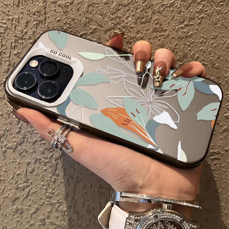 Minimalist Lily Floral Print Phone Case for Samsung Series Soft TPU Shockproof Cover Aesthetic Flower Protective Case with