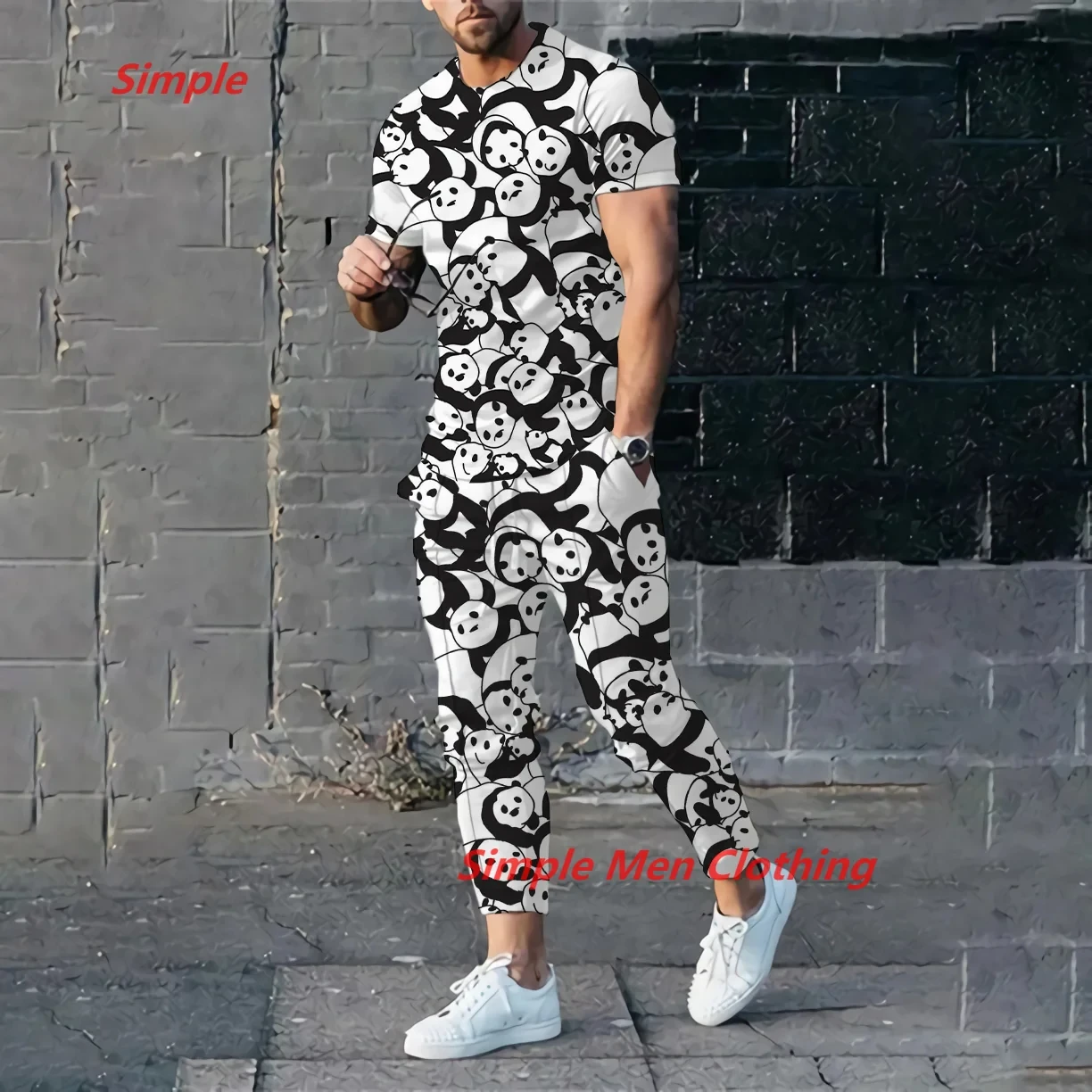 New Summer Men Tracksuit Set 3d Print Casual Men Sets Outfits Short Sleeves T-shirt+Long Pants 2 Piece Sports Suit Men Clothing