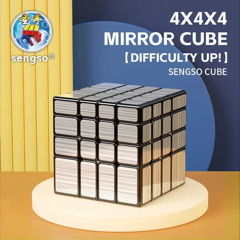 Sengso-Cube Magique Miroir 4x4x4 pour Enfant, Puzzle de Vitesse Professionnel, Jeu Spécial, Cadeau Original