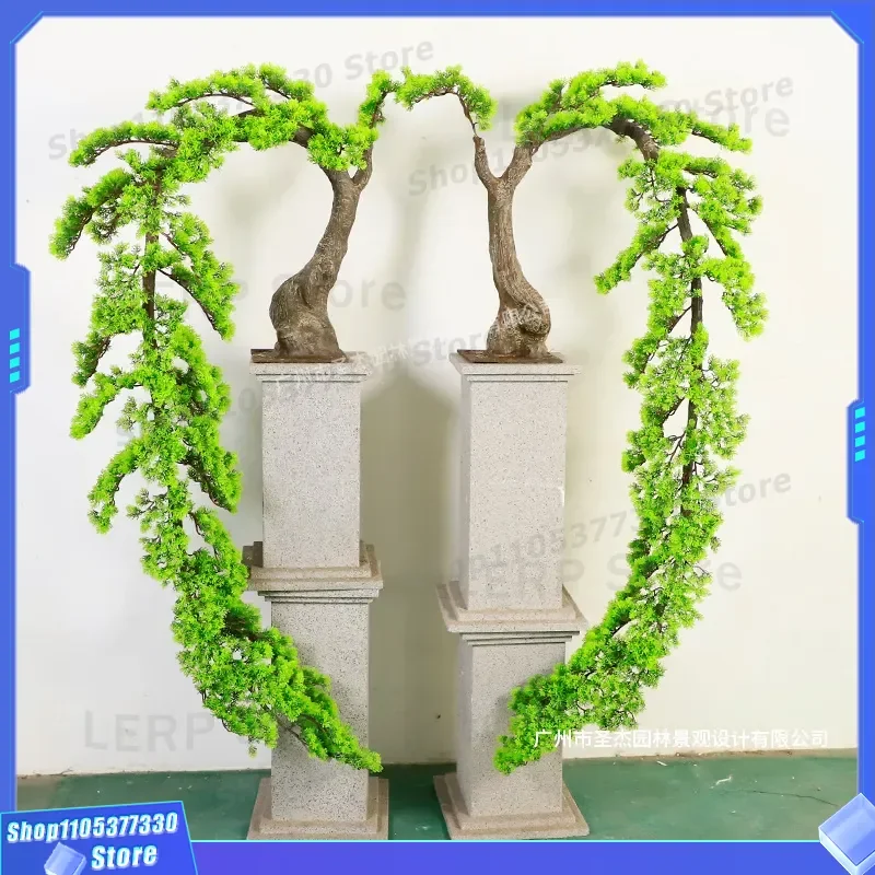 Artificial Welcome Pine Bonsai for Home Hotel Decor Realistic Green Plant Simulation Indoor Ornament Customizable Photo