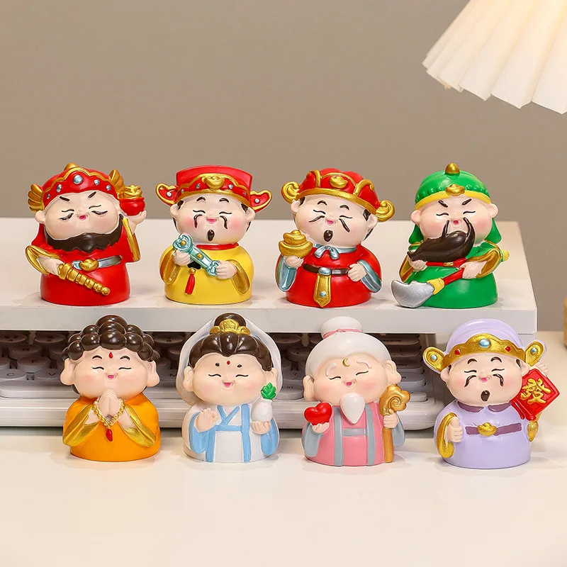 Creative Cute God of Wealth Figurine|Premium Resin Craft|Office Desk Decoration|Blind Box Figure|Elegant Gift for Home&Work