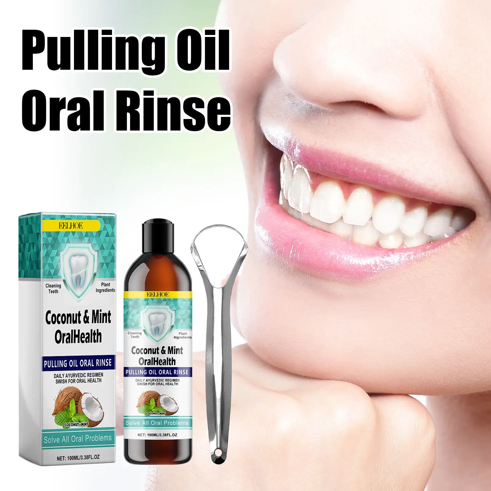 Oral Coconut Oil Mouthwash for Removing Stains, Beautifying Teeth, Refreshing Breath, Cleaning Mouth, Caring for Gingivals