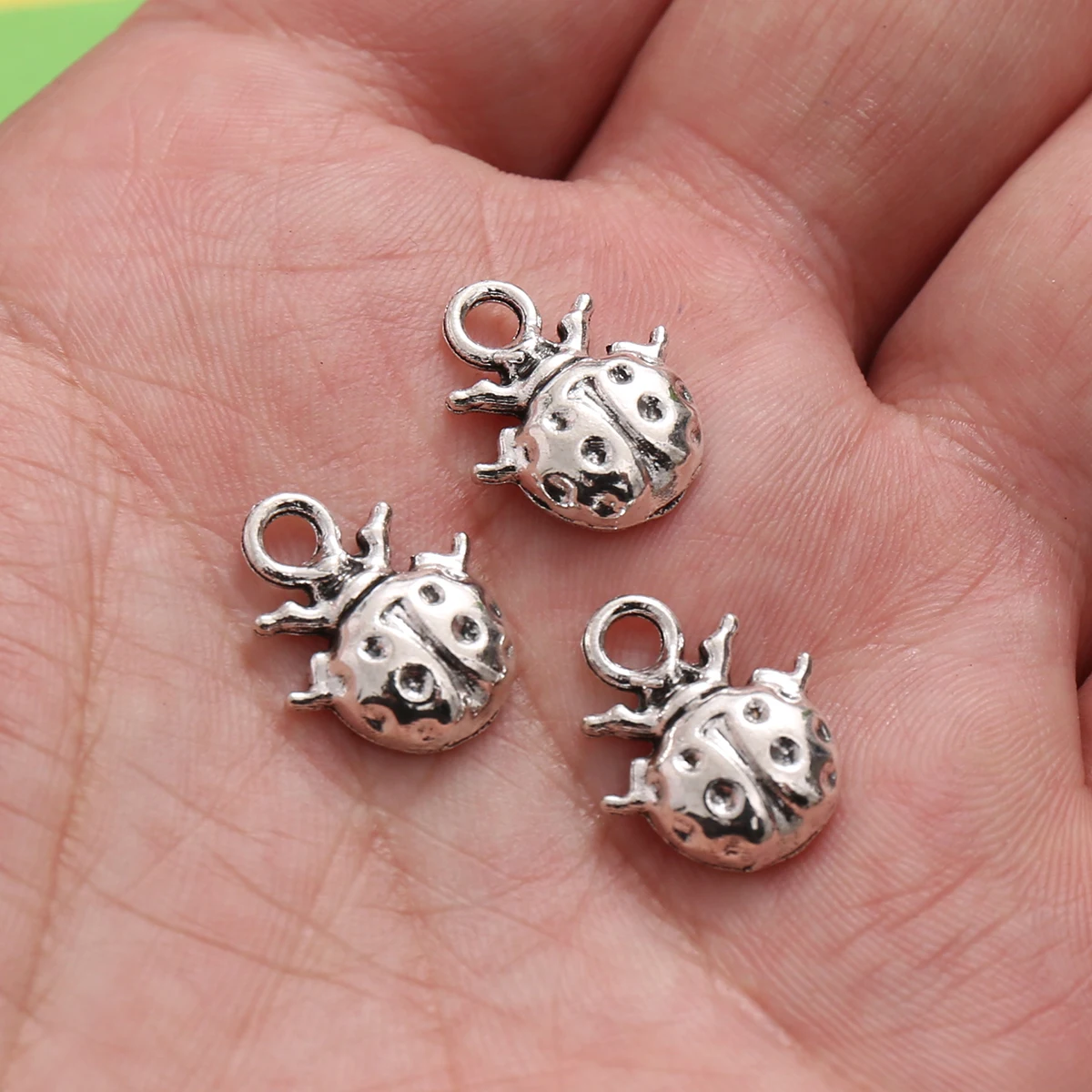20 Mini Ladybug Charms, Round Beetle-Shaped with Polka Dot Texture, Suitable for DIY Bracelets, Necklaces, Earrings, and Handmade Beaded Jewelry Accessories view 5