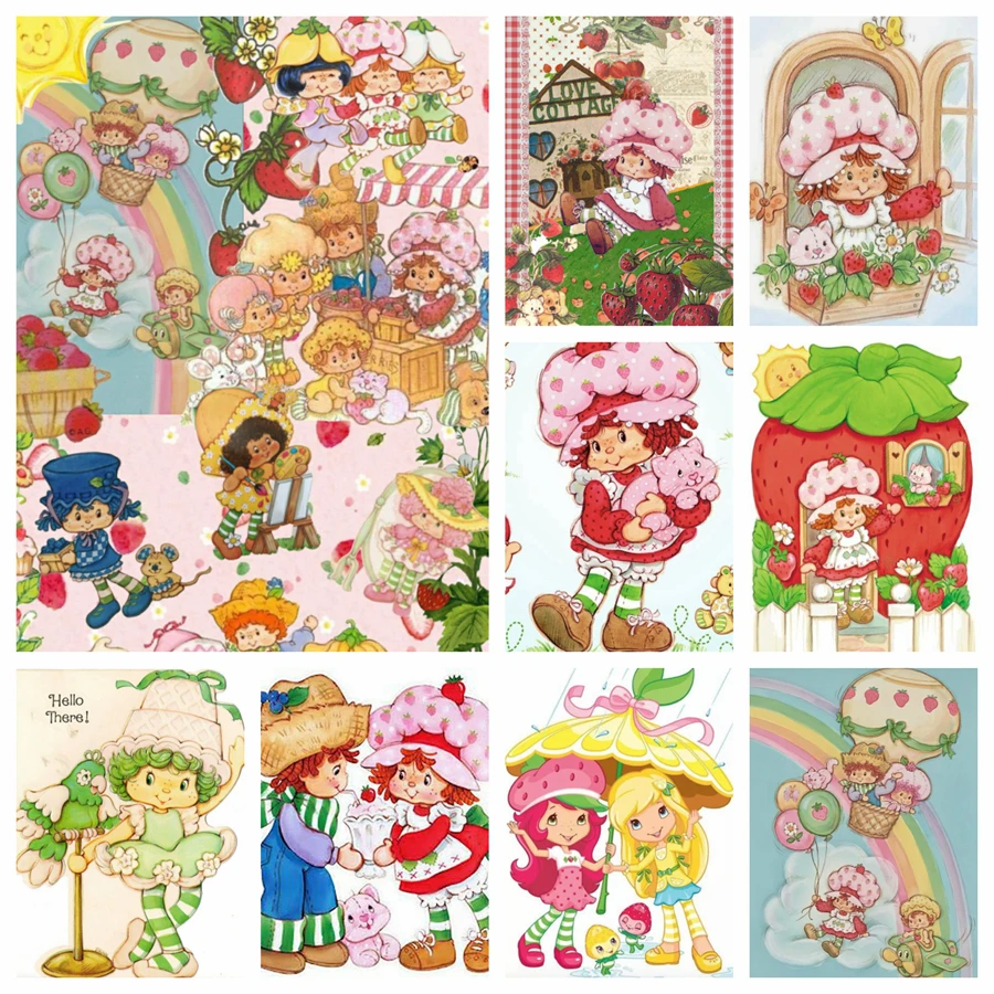 Strawberry Shortcake 5D DIY Diamond Painting Mosaic Cute Cartoon Girl Embroidery Cross Stitch Kits Home Decor Children\'s Gift