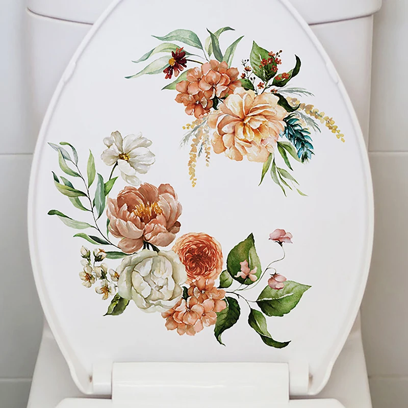 

Vintage Butterfly Flower Bathroom Toilet Cover Stickers Diy Removable Stickers Waterproof Self-Adhesive Decorative Stickers
