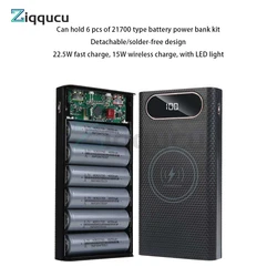 Removable 6-section 21700 power bank 18650 Case QC3.0 5V 9V 12V Lithium Battery Holder Two-way Fast Charger Box Shell DIY Kit