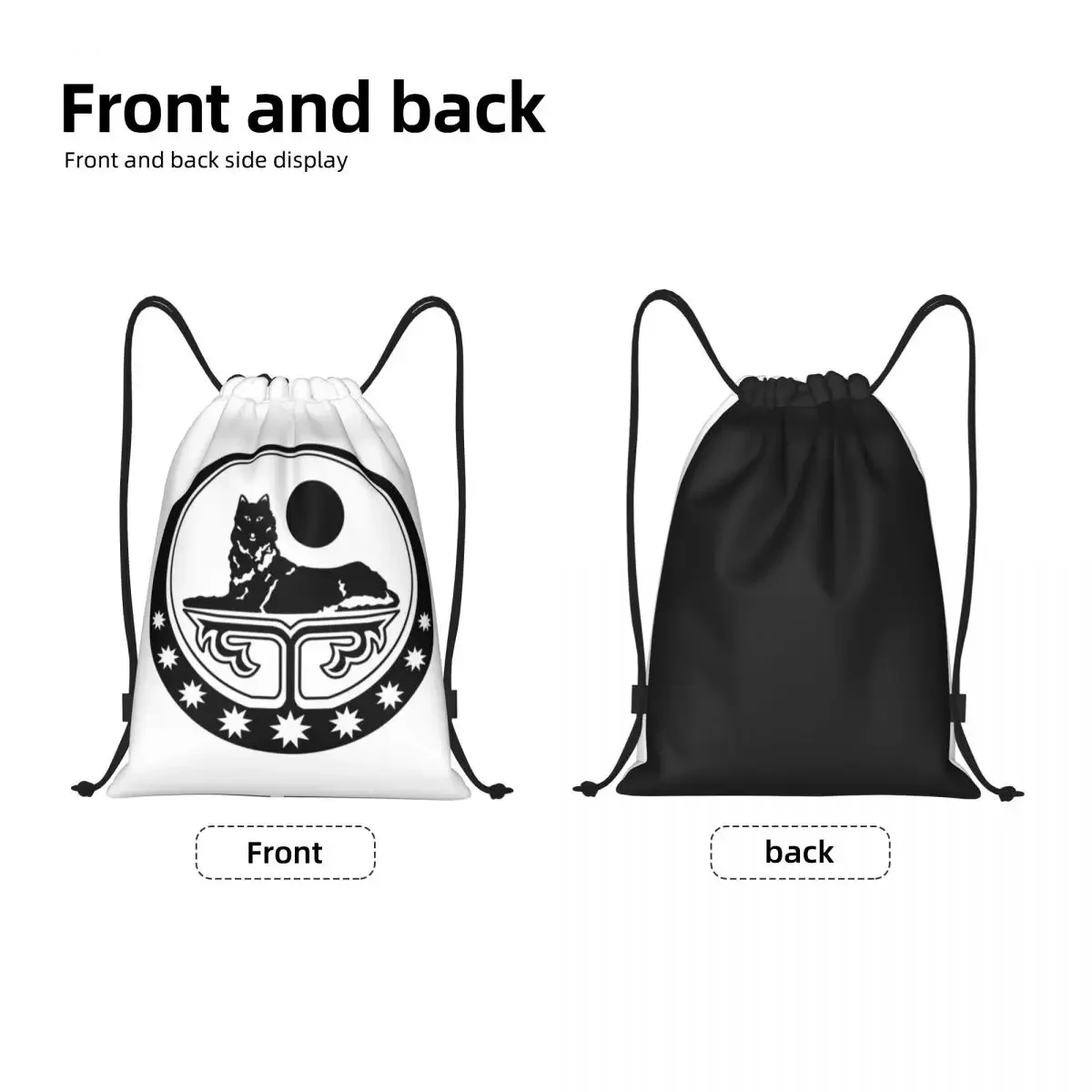 Custom Chechen Borz Drawstring Bags Women Men Lightweight Wolf Coat Arms Sports Gym Storage Backpack