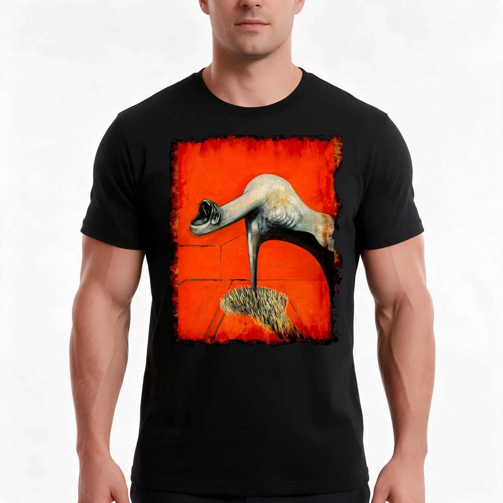 Figure at base of crucifixion Francis Bacon painting art lover artist gift t shirt or mask Men T Shirt cotton t shirts man 100%