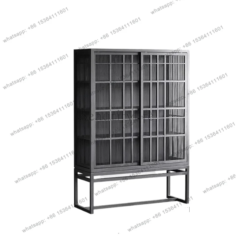 YJ  Nordic solid wood entrance cabinet creative dining side cabinet retro light luxury  living room display cabinet customizatio