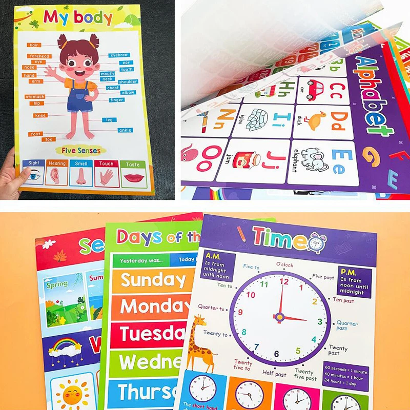 18-Theme Classroom Decor Set – A3 Flash Cards For Kids: ABC, Numbers, Animals, Weather – Kindergarten Learning Supplies