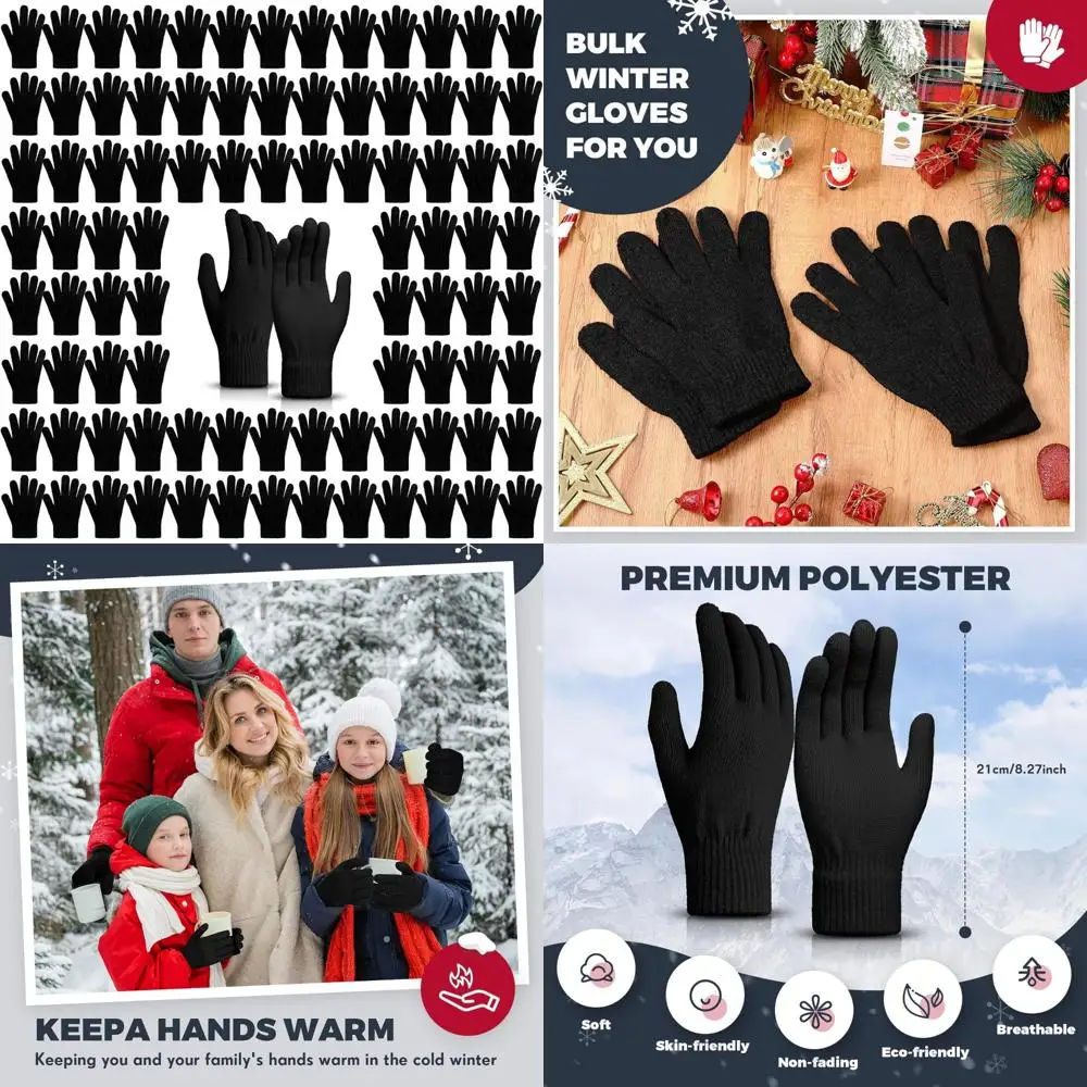 

Stretchy Warm Knit Gloves in Bulk, Full Finger Winter Thermal Gloves for Men & Women, Cozy Gift Ideal for Cold Weather