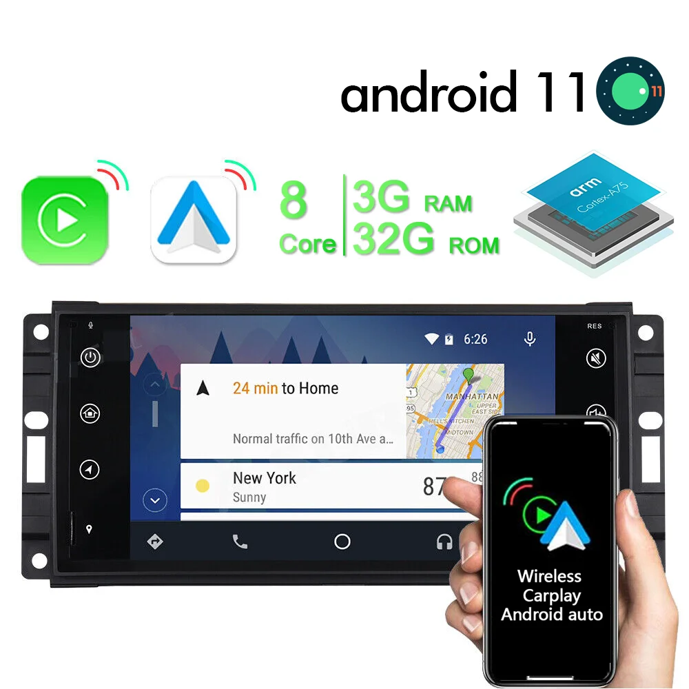 4+64GB Android 13 Car Stereo, 7in Radio for Chrysler Sebring 2007-2010, for Dodge Journey 2009-2010 with Carplay Android Auto, Head Unit with GPS WiFi Bluetooth FM SWC + AHD Backup Camera