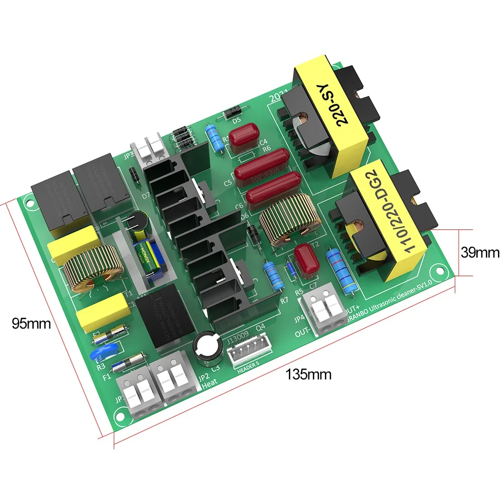 Ultrasonic Piezoelectric Transducer Driver Kit Digital Timer Temperature Control Degas Function 40KHz 100W