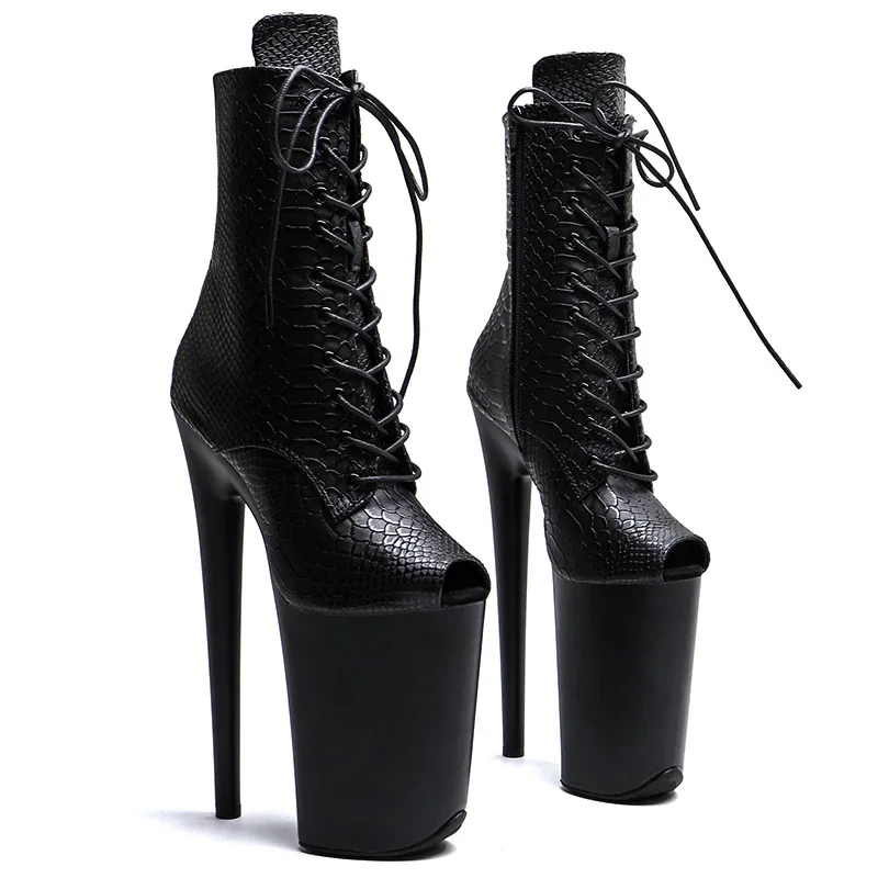 Leecabe  23CM/9inches Snake PU  Upper  Fashion trend  open toe  High Heels stripper heel Pole Dance boot