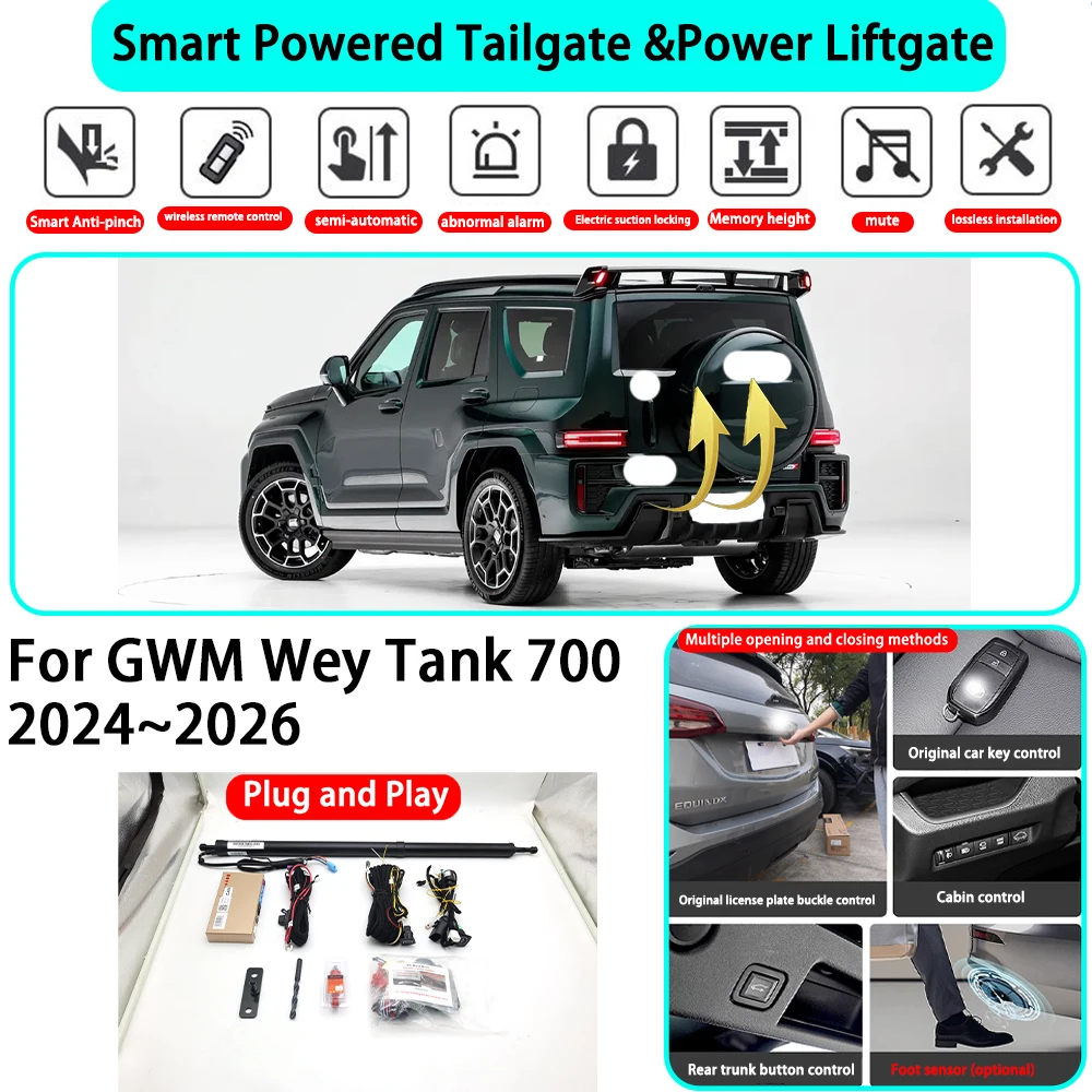 

﻿for GWM Wey Tank 700 2024~2026 OEM Smart Automatic Powered Tailgate Electric Power Tailgate Lift Kit Key Close Plug and Play