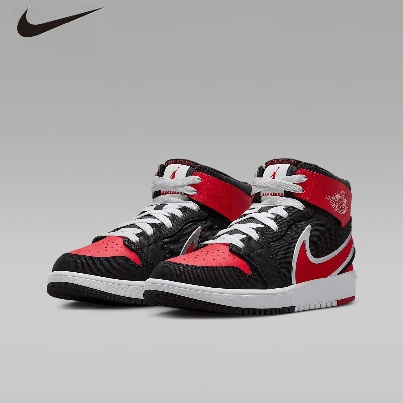 

Nike Air Jordan 1 Mid RM EasyOn GS Sneakers, Full Leather Air-Sole Cushion Slip-On Mid Basketball Shoes for Youth FQ1281-006