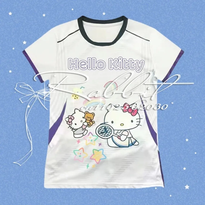 

25/26 Summer Outdoor Badminton Fast Drying T-shirt for Men and Women 3D Printed Hello Kitty Special Edition Loose Shirt