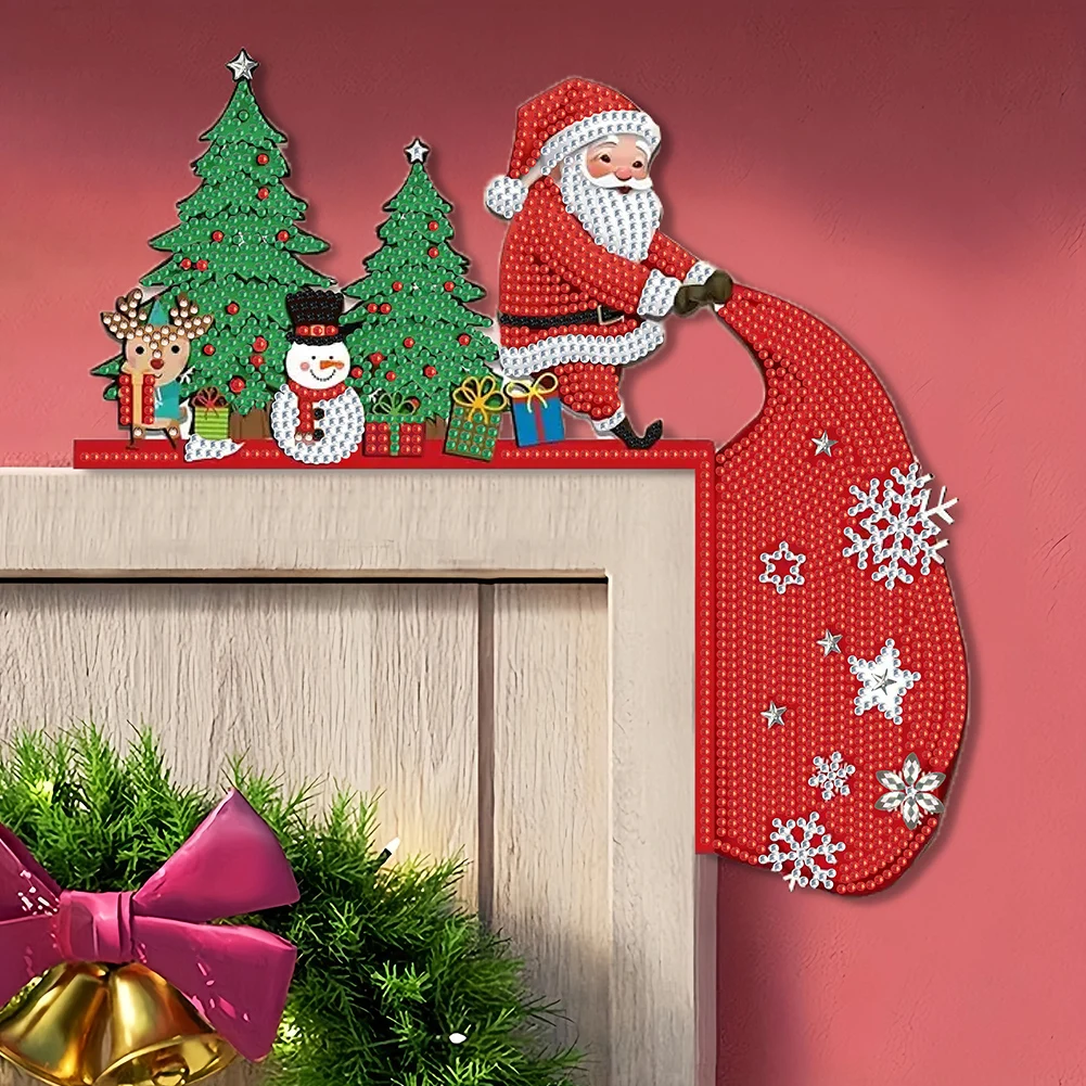 

DIY Xmas Diamond Art Door Frame Decoration Partial Drill Door Frame Hanging Decor Diamond Arts Set for Home Christmas Decoration