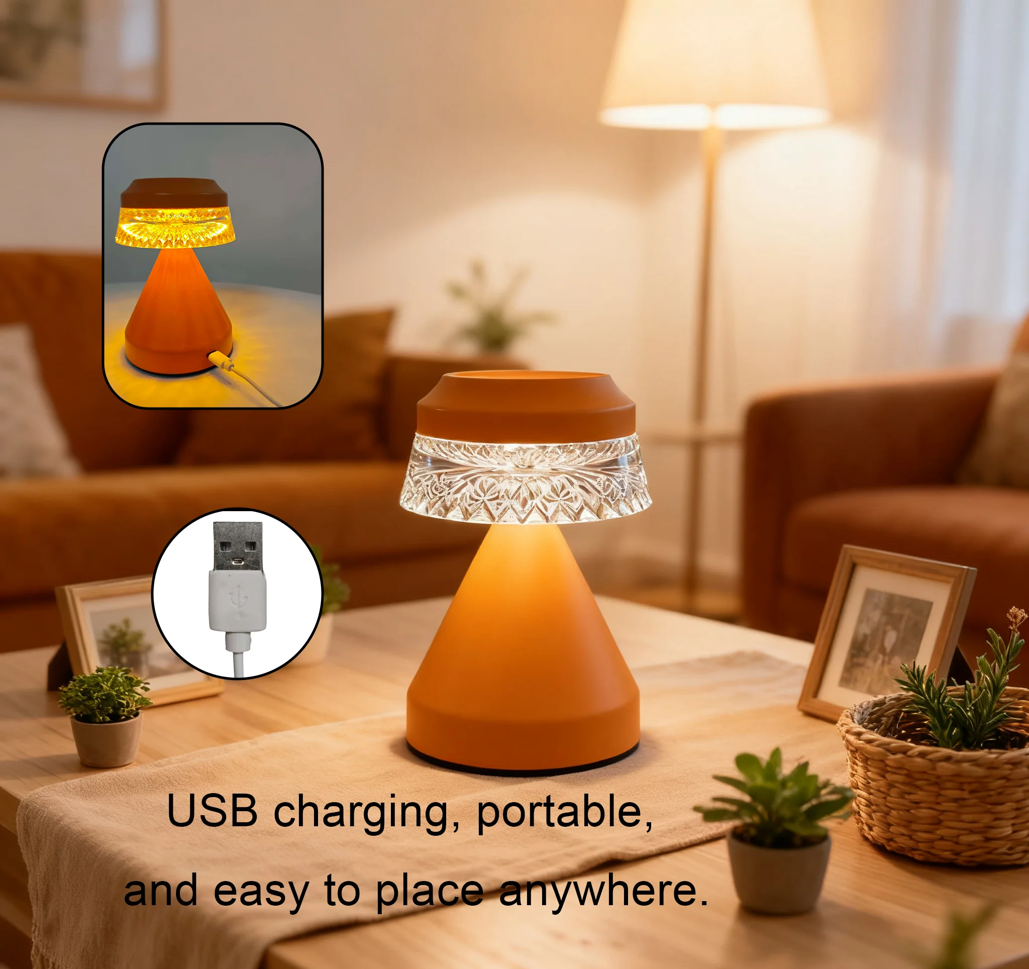 لمس الضوء الليلي لثلاثة أوضاع إضاءة. USB قابل لإعادة الشحن لسهولة الحمل.