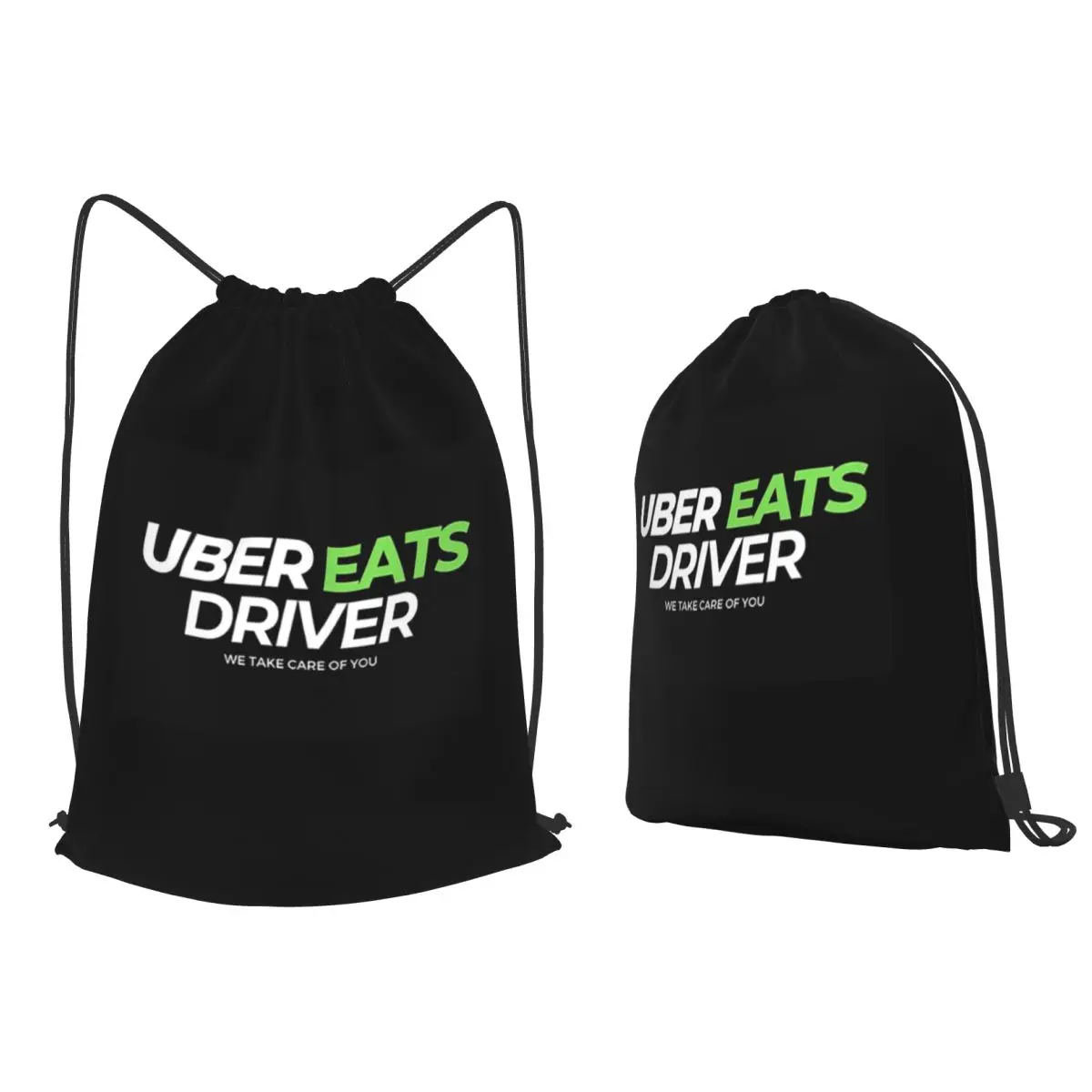 Uber Eats Driver Logo Food Delivery Driver Backpacks Portable Drawstring Bags Sundries Bag Book Bags for Travel Students
