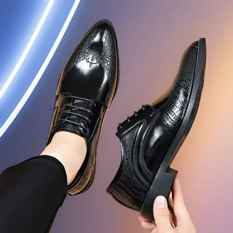 

Деловая социальная обувь со шнурками, мужская обувь с принтом, весна-осень, легкая кожа, низкая цена, офисная дешевая распродажа, мужская официальная обувь