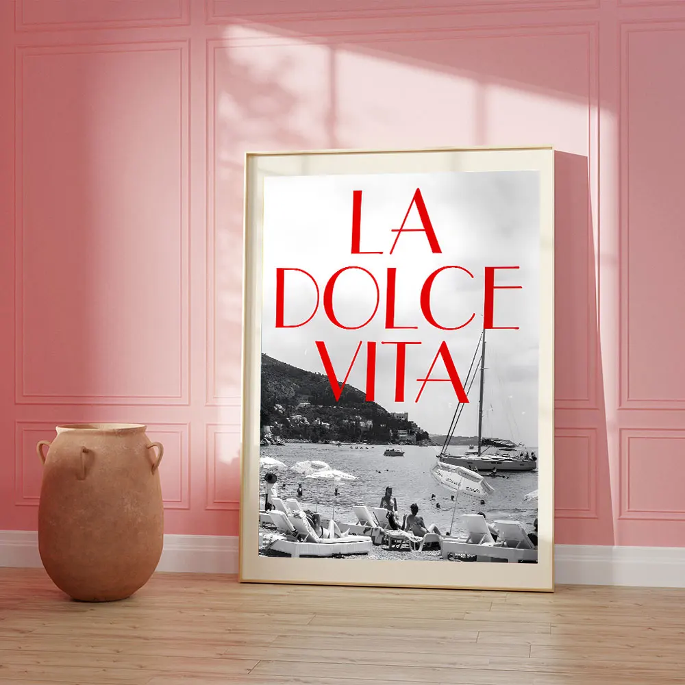 La Dolce Vita Print Poster And Printable Retro Spritz Canvas Painting Positano Italy Travel Wall Art for Room House Decor Gift